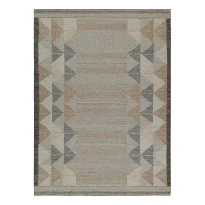 Rug & Kilim Scandinavian Area Rug In Blue;brown;beige;silver;gray