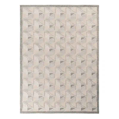 Rug & Kilim 's Scandinavian Custom Rug, Gray, Blue Geometric Pattern In Blue;white;silver;gray;cream