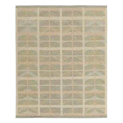 Rug & Kilim Scandinavian Custom Rug In Beige, Green & Blue By  In Blue;brown;beige;green