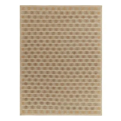 Rug & Kilim Scandinavian Custom Rug In Brown Geometric Pattern By  In Brown;beige;gold