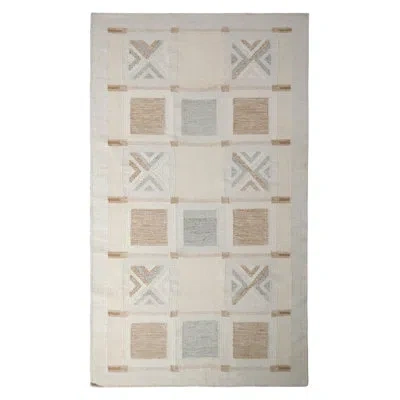 Rug & Kilim Scandinavian Flat Weave Beige Brown Geometric Kilim By  In Blue;brown;beige;white;cream