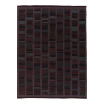Rug & Kilim 's Scandinavian Flat Weave In Purple And Blue Geometric Pattern In Brown