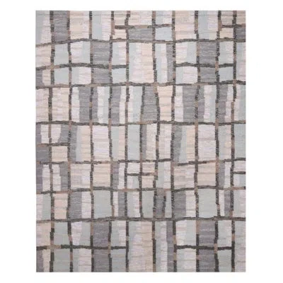 Rug & Kilim 's Scandinavian Geometric Beige Brown Wool Rug In Brown;red;beige;pink;silver;gray