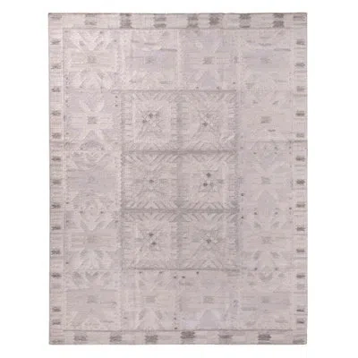 Rug & Kilim 's Scandinavian Geometric Gray Wool Rug In Blue;white;silver;gray;cream