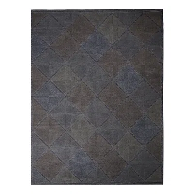 Pre-owned Rug & Kilim 's Scandinavian Inspired Moroccan Diamond Brown & Blue Wool Pile Rug