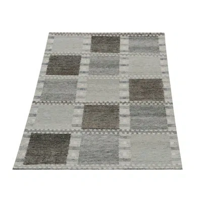 Rug & Kilim 's Scandinavian Outdoor Rug In Gray & White Geometric Pattern In Beige;white;gray