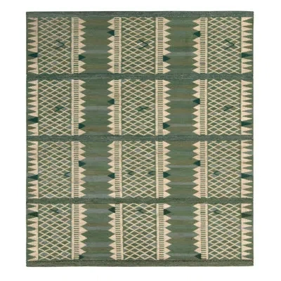 Rug & Kilim Scandinavian Rectangle Hand Knotted Wool Area Rug In Brown;beige;green