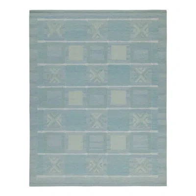 Rug & Kilim 's Scandinavian Rug In Seafoam, Teal & Gray Geometric Pattern In Brown;beige;gray
