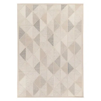 Rug & Kilim Scandinavian Rug In White, Greige Geometric Pattern By  In Blue;brown;beige;white;silver;gray;cream