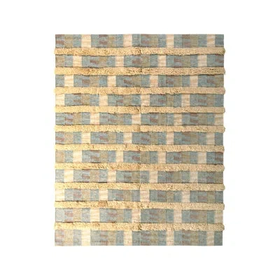 Rug & Kilim 's Scandinavian Rug With High-and-low Stripes In Beige And Blue In Blue;brown;beige