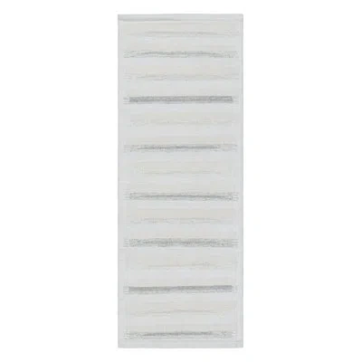 Rug & Kilim 's Scandinavian Runner Rug In White And Gray With Stripes In White;silver;gray;cream