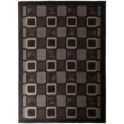 Rug & Kilim 's Scandinavian Style Flat Weave Gray Earth Tone Purple Geometric In Brown;purple;white;gray