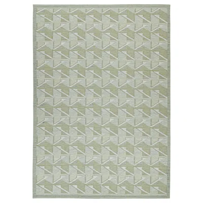 Pre-owned Rug & Kilim 's Scandinavian Style Kilim In Green With Geometric Patterns