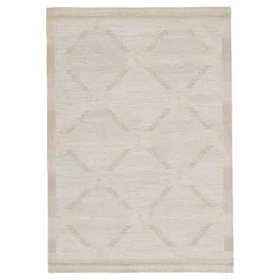 Pre-owned Rug & Kilim 's Scandinavian Style Kilim In White & Beige Diamond Lattice Pattern