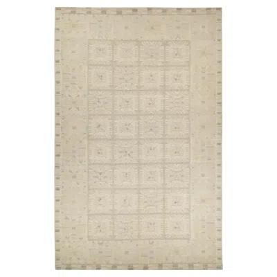 Pre-owned Rug & Kilim 's Scandinavian Style Kilim In White And Gray Geometric Pattern