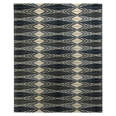 Pre-owned Rug & Kilim 's Scandinavian Style Kilim Rug In Blue Gray Geometric Pattern