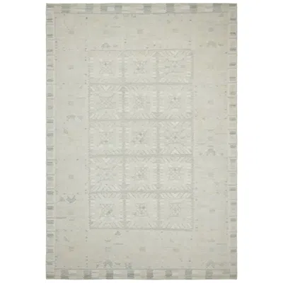 Pre-owned Rug & Kilim 's Scandinavian Style Rug, Cream White And Gray Geometric Patterns