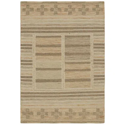 Pre-owned Rug & Kilim 's Scandinavian Style Rug In Beige, With Colorful Geometric Patterns In Brown