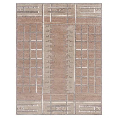 Pre-owned Rug & Kilim 's Scandinavian Style Rug In Brown With Geometric Patterns