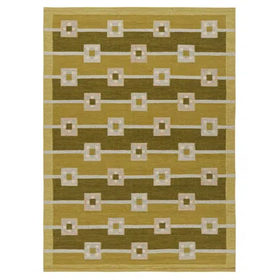 Pre-owned Rug & Kilim 's Scandinavian Style Rug In Chartreuse Green With Geometric Patterns