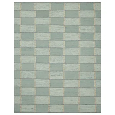 Pre-owned Rug & Kilim 's Scandinavian Style Rug With Blue Geometric Patterns, Beige Accents