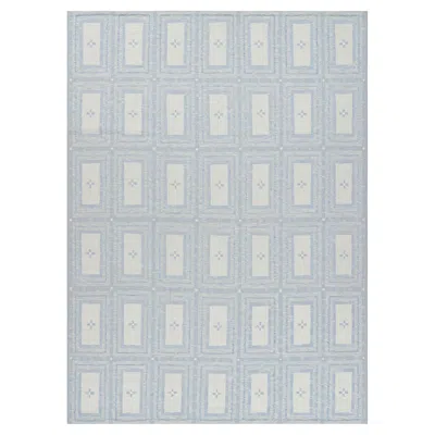 Pre-owned Rug & Kilim 's Scandinavian Style Rug With Ice Blue And White Geometric Patterns