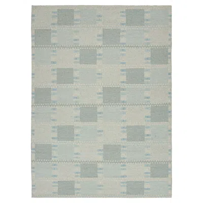 Pre-owned Rug & Kilim 's Scandinavian Style Rug With Light Blue Geometric Patterns