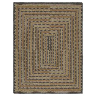 Pre-owned Rug & Kilim 's Scandinavian Style Rug With Polychromatic Geometric Patterns In Brown