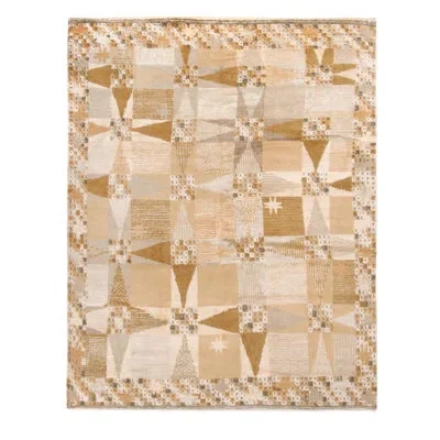 Rug & Kilim 's Scandinavian-inspired Geometric Beige Cream Wool Pile Rug In Brown;beige;orange;cream