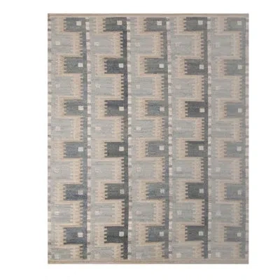 Rug & Kilim 's Scandinavian-inspired Geometric Blue And Beige Wool Pile Rug In Blue;brown;beige