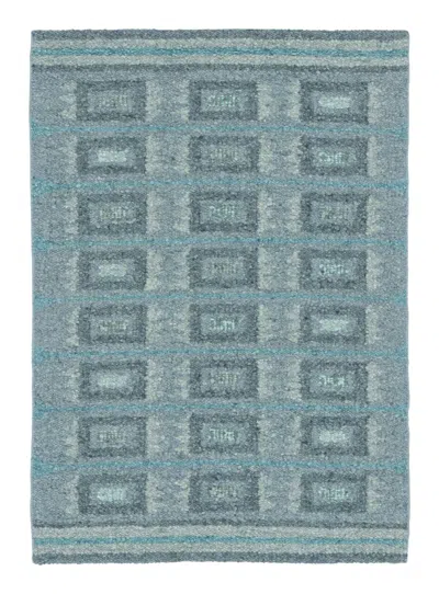 Pre-owned Rug & Kilim 's Scandinavian-inspired Rug In Gray And Blue Geometric Patterns