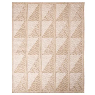 Pre-owned Rug & Kilim 's Scandinavian-inspired Tan Peach And White Natural Wool Rug