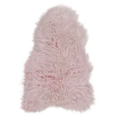 Pre-owned Rug & Kilim 's Sheepskin Single-pelt Fur Rug In Dusk Pink