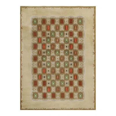 Rug & Kilim Signed Vintage Leleu French Art Deco Rug With Geometric Patterns |  In Brown;red;beige;orange;green