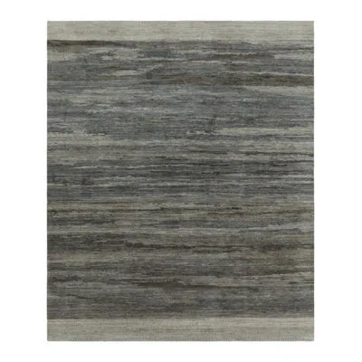 Rug & Kilim 's Solid Textural Rug, Blue And Gray Monochrome Stripes And Striae In Beige,brown,gray,silver,blue