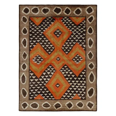Pre-owned Rug & Kilim Rug And Kilim Southwestern Style Rug In Orange And Brown With Geometric Pattern