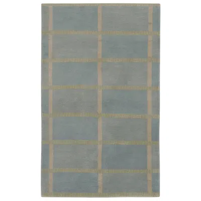 Pre-owned Rug & Kilim 's Swedish Art Deco Inspired Rug In Dusty Blue With Geometric Pattern
