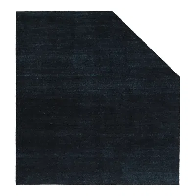 Pre-owned Rug & Kilim 's Textural Custom Rug Design, Midnight Blue Tone-on-tone Shaggy Pile