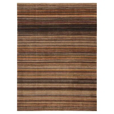 Pre-owned Rug & Kilim 's Textural Rug In Beige-brown Stripes And Striae