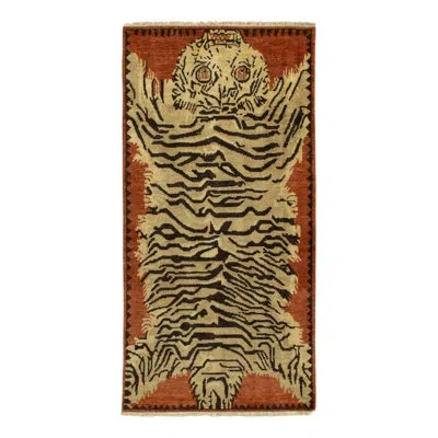 Rug & Kilim Tiger Skin Contemporary Runner - Gold, Orange, Black By  In Black;brown;beige;gold;orange