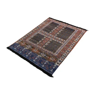 Rug & Kilim 's Tribal Rug In Red And Brown All Over Geometric Pattern In Blue;brown;red;beige