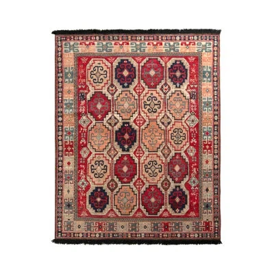 Rug & Kilim 's Tribal Rug In Red And Pink All Over Geometric Pattern In Red;pink