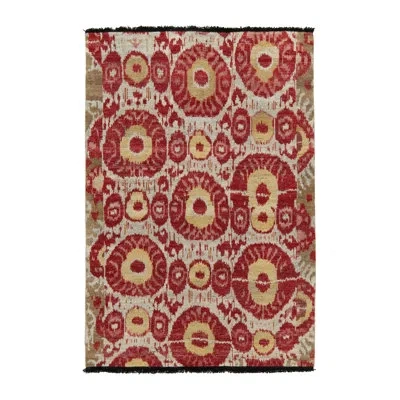Rug & Kilim Tribal Rug In Red, Yellow, Green, White Ikats Pattern By  In Red;yellow;white;green;cream
