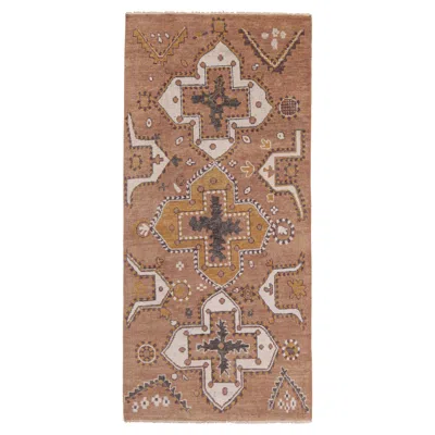 Pre-owned Rug & Kilim 's Tribal Style Rug In Rust With Gold And White Medallion Patterns