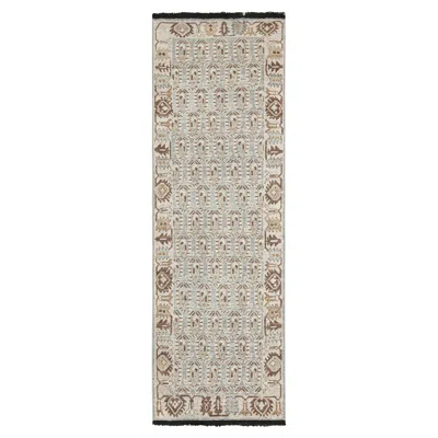 Pre-owned Rug & Kilim 's Tribal-style Custom Runner With Paisley Patterns In Sand