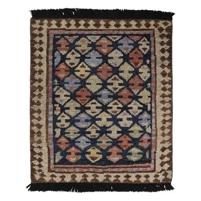 Pre-owned Rug & Kilim 's Turkish Style Rug In Blue With “bukagi” Geometric Patterns