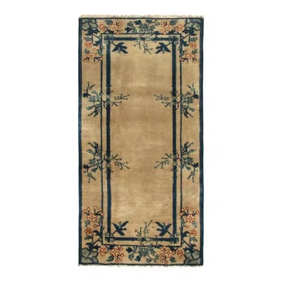 Rug & Kilim Vintage Chinese Deco Style Rug In Beige/brown/blue/green Floral Pattern In Blue;brown;beige;green