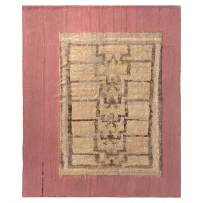 Rug & Kilim Vintage Layered Kilim Rug In Pink And Beige-brown Superimposed Pattern In Beige,brown