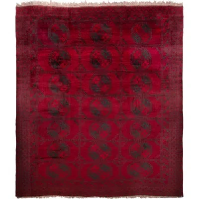 Rug & Kilim Vintage Mid-century Bokhara Traditional Red And Blue Wool Rug