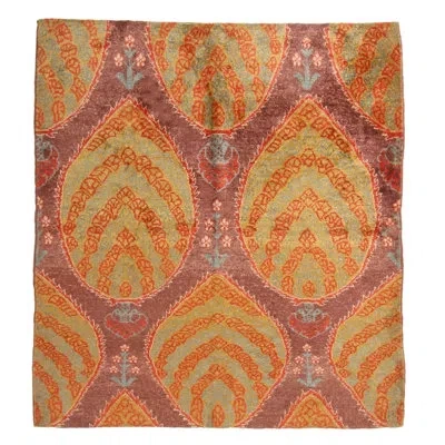 Rug & Kilim Vintage Ottoman Style Square Rug, Purple With Floral Medallions -  In Orange;green